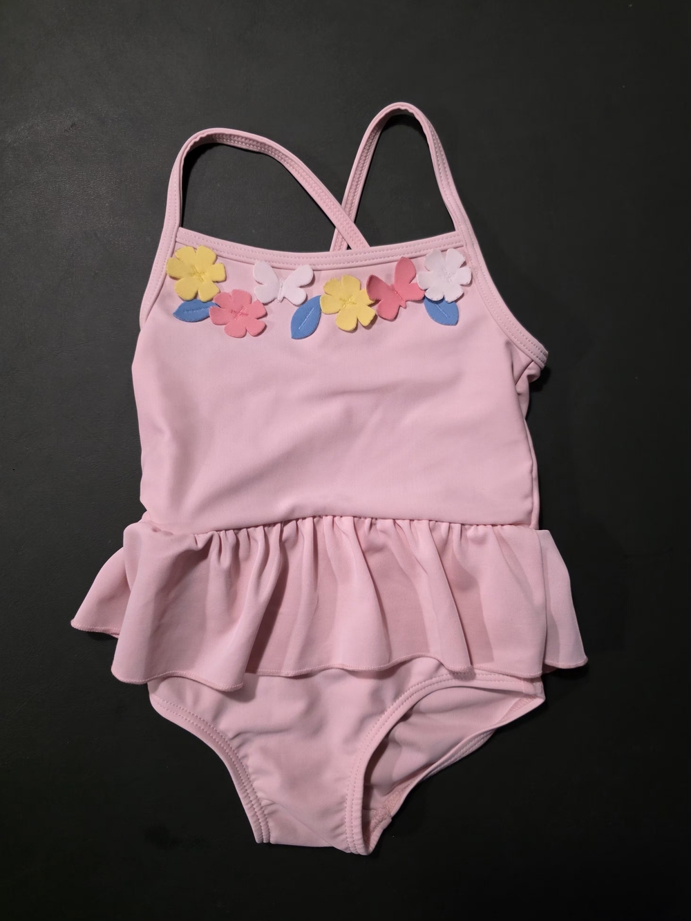 Carter's Light Pink Floral Appliqué Ruffle One-Piece Swimsuit